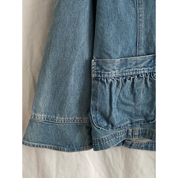 VTG JJill Out of the Blue Denim Jacket Button Down Front Waist Pockets Ruffle S - Picture 8 of 16